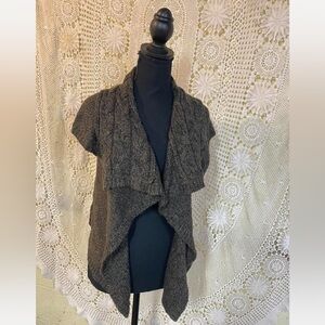 Women's Y2K Short Sleeve Brown Ruffle Sweater